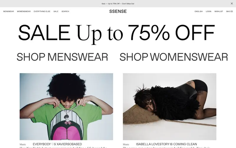 Screenshot of SSENSE, captured 2026-09-23.