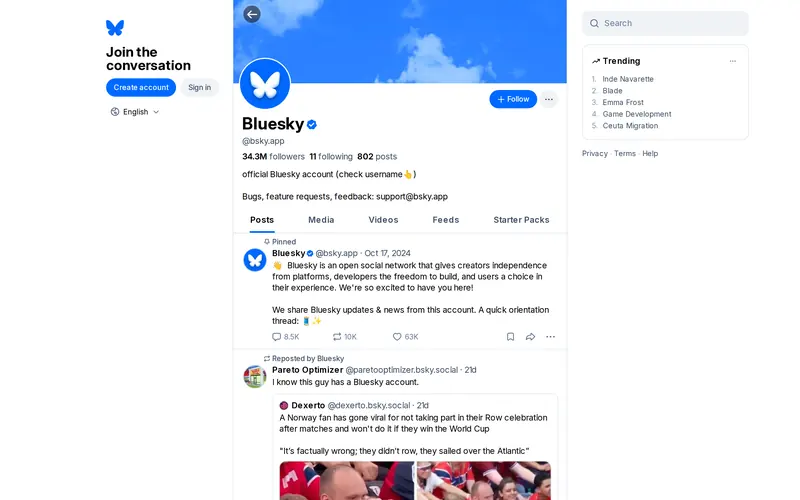 Screenshot of Bluesky, captured 2026-09-23.
