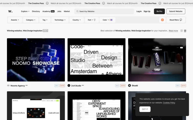 Screenshot of Awwwards, captured 2026-09-23.